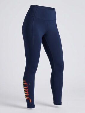 Juicy Couture Sport Performance Rainbow Iridescent Foil Logo Leggings - MEDIUM